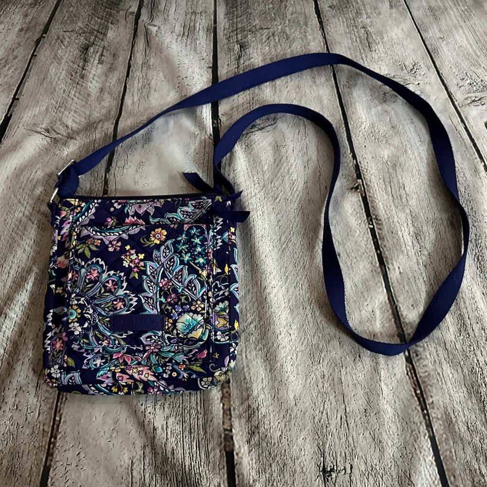 C22 Vera Bradley Dark Blue and Purple Floral & Paisley Ceossbody Bag, Pre-owned